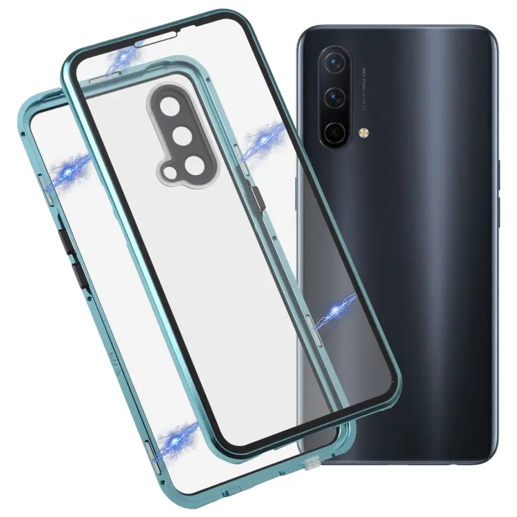 Custodia per telefono in vetro temperato in metallo magnetico a copertura totale, For OnePlus Nord 2 5G, For OnePlus Nord CE 5G