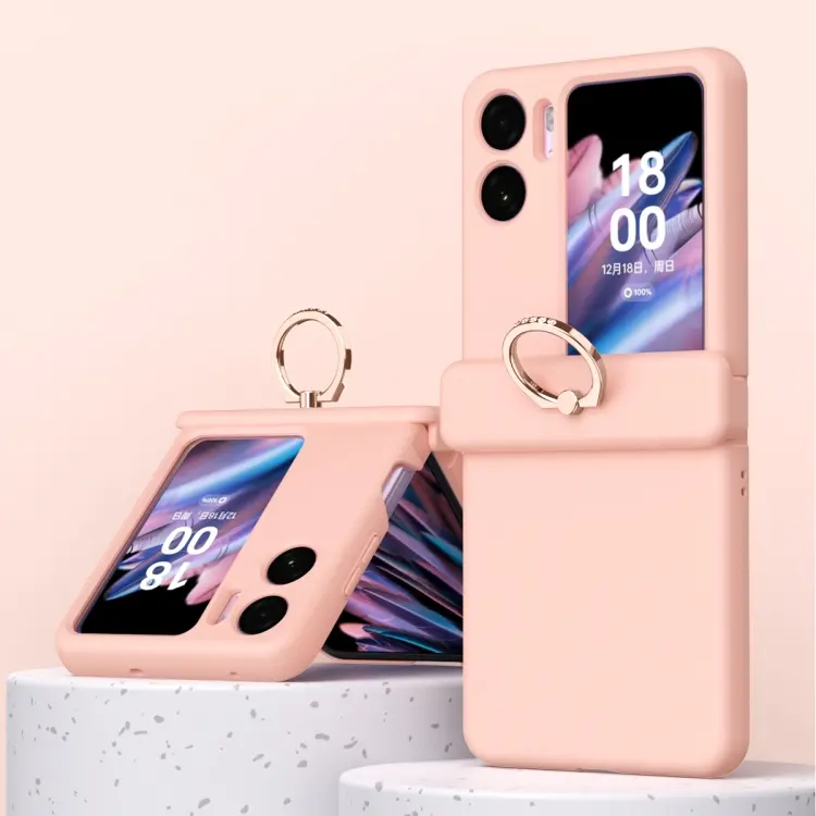 Custodia per telefono magnetica in tre pezzi Macaron con anello, For OPPO Find N2 Flip