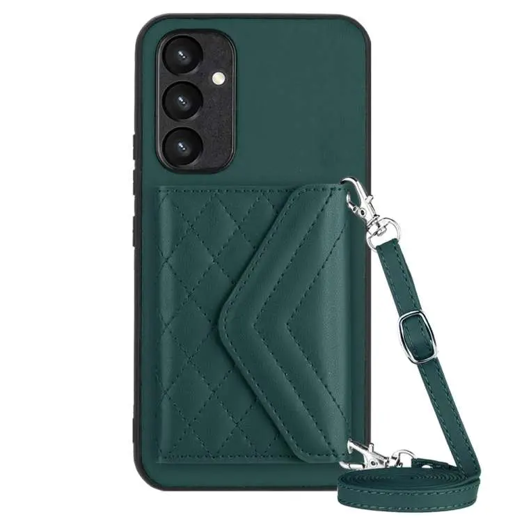 Custodia per telefono RFID con struttura rombica e cordino lungo, For Samsung Galaxy A34 5G, For Samsung Galaxy A54 5G, For Samsung Galaxy S23 Ultra 5G, For Samsung Galaxy S23+ 5G
