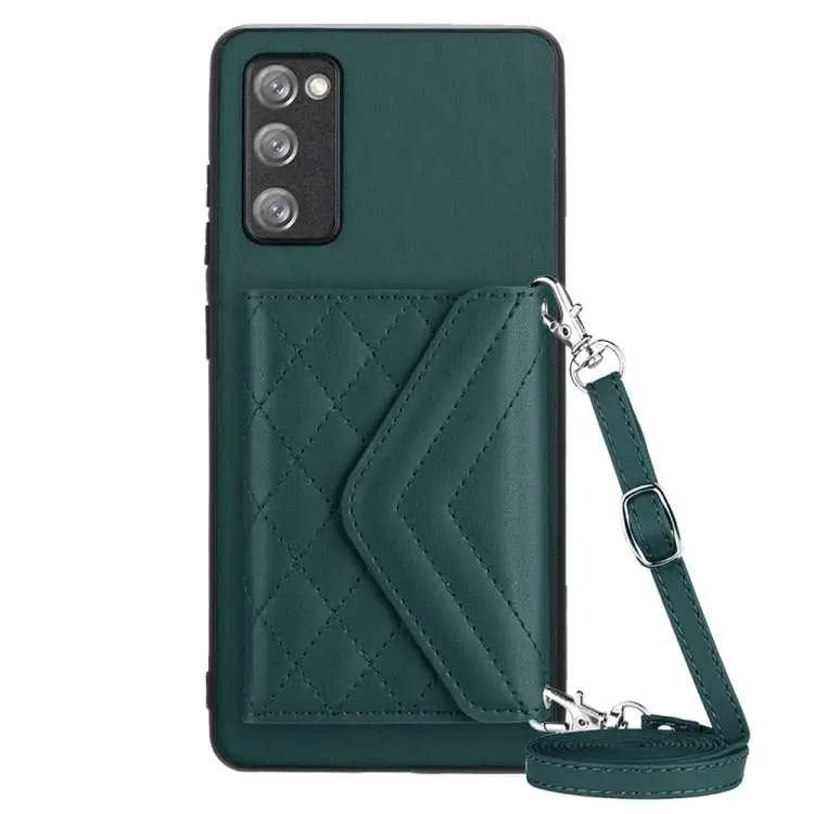 Custodia per telefono RFID con struttura rombica e cordino lungo, For Samsung Galaxy S20 FE, For Samsung Galaxy A23, For Samsung Galaxy A53 5G, For Samsung Galaxy A33 5G