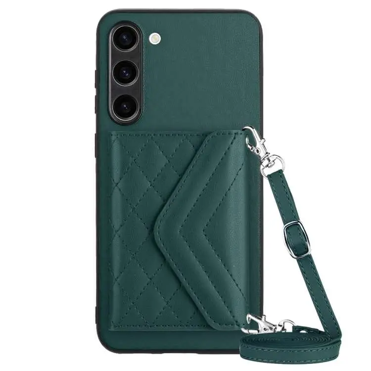 Custodia per telefono RFID con struttura rombica e cordino lungo, For Samsung Galaxy S23 5G, For Samsung Galaxy A14 5G, For Samsung Galaxy A04 4G, For Samsung Galaxy A13 5G / A04s