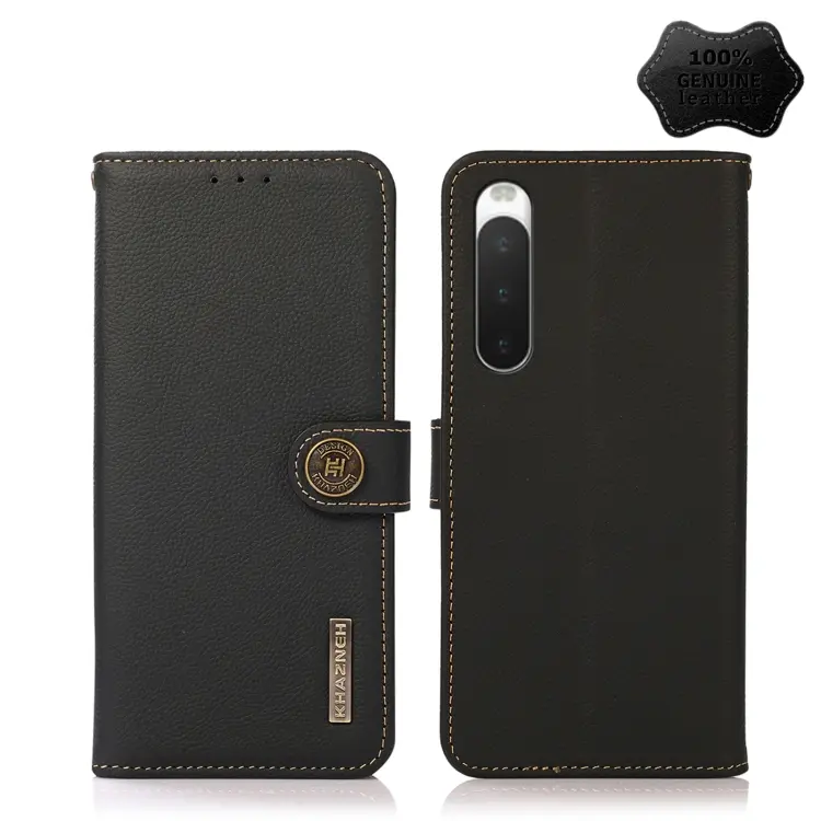 Custodia per telefono RFID KHAZNEH Custer in vera pelle, For Sony Xperia 10 IV, For Xiaomi Redmi Note 11E / Redmi 10 5G