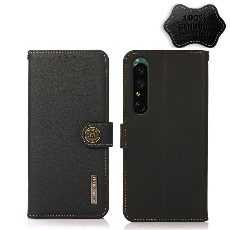 Custodia per telefono RFID KHAZNEH Custer in vera pelle, For vivo Y75 5G, For Sony Xperia 1 IV
