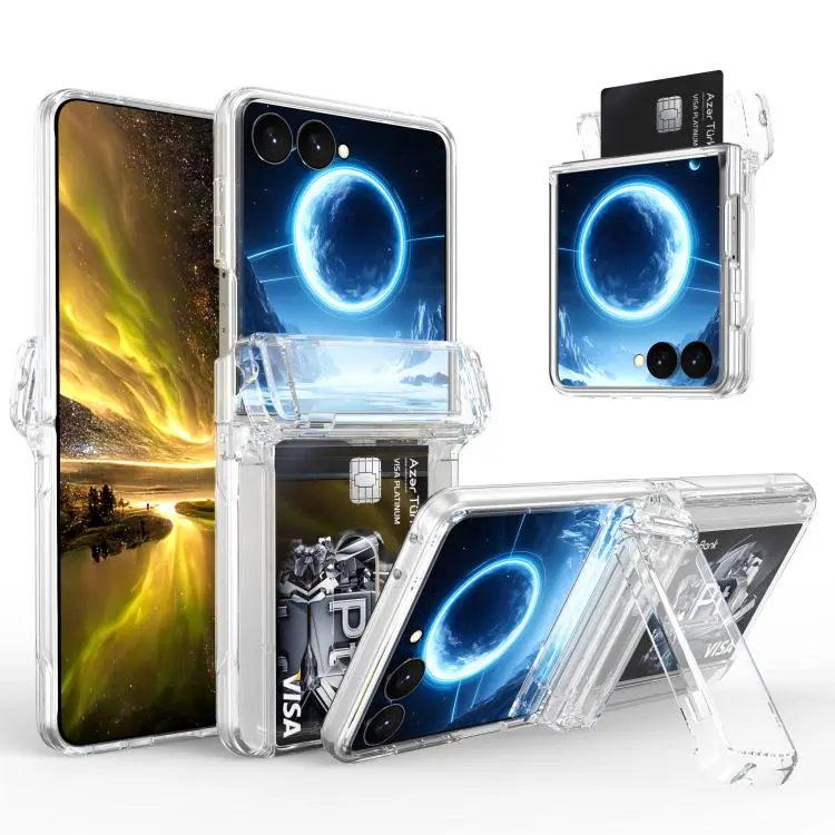 Custodia pieghevole con supporto in gomma e slot per schede per Galaxy Z Flip8