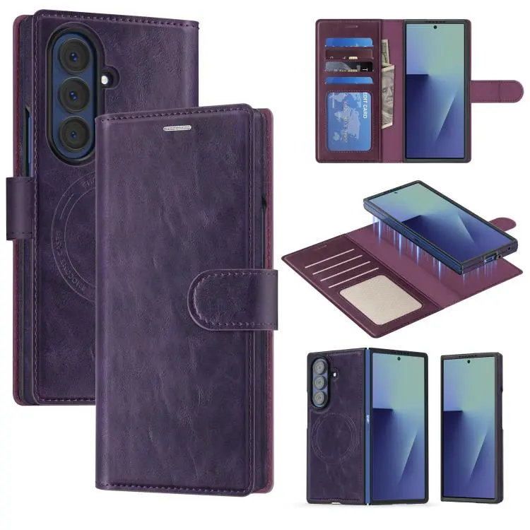 Custodia pieghevole magnetica in ecopelle per Samsung Galaxy Z Fold7 5G