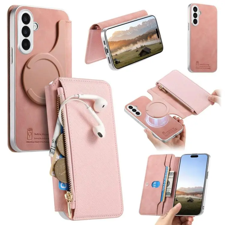 Custodia portafoglio con cerniera magnetica per Galaxy A37, A06 e A56 5G
