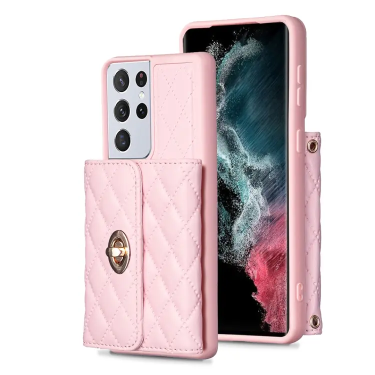 Custodia portafoglio in pelle rombica per Samsung Galaxy S21 Ultra e A14 4G/5G