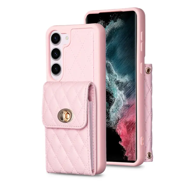 Custodia portafoglio in pelle rombica per Samsung Galaxy S23, S22+, S21 e S21+
