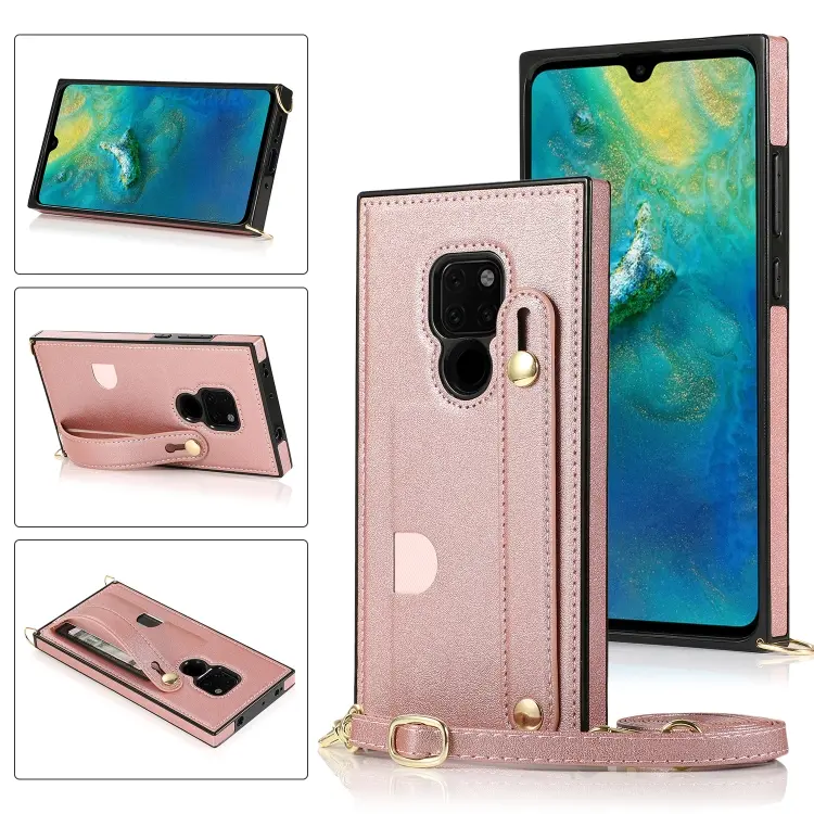 Custodia protettiva antiurto PU + TPU con cinturino da polso per Huawei Mate 20