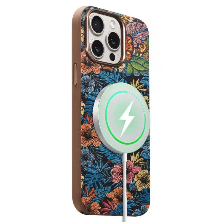 Custodia protettiva magnetica per telefono in stile boho vintage con ricami di Denior., For iPhone 14 Pro, For iPhone 14 Pro Max