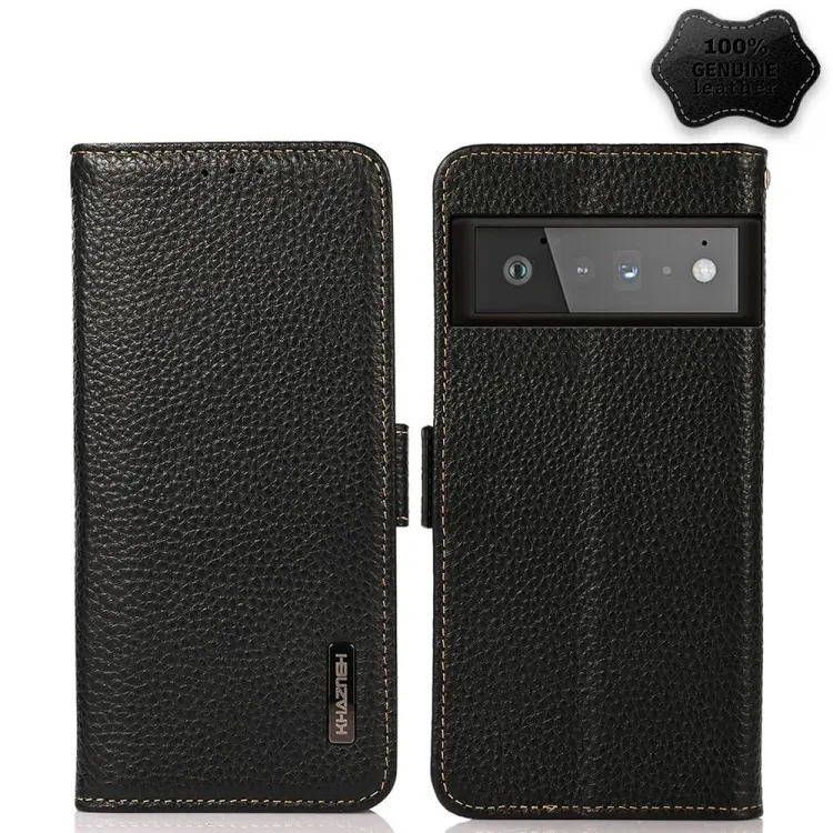 Custodia RFID in vera pelle Litchi magnetica laterale per Google Pixel 6 Pro