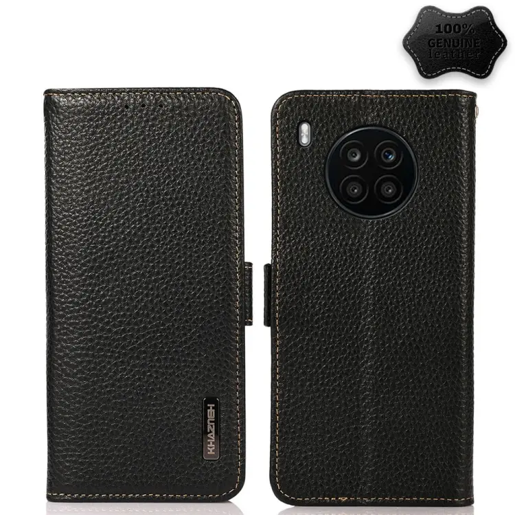 Custodia RFID in vera pelle Litchi magnetica per Honor 50 Lite e Huawei nova 8i