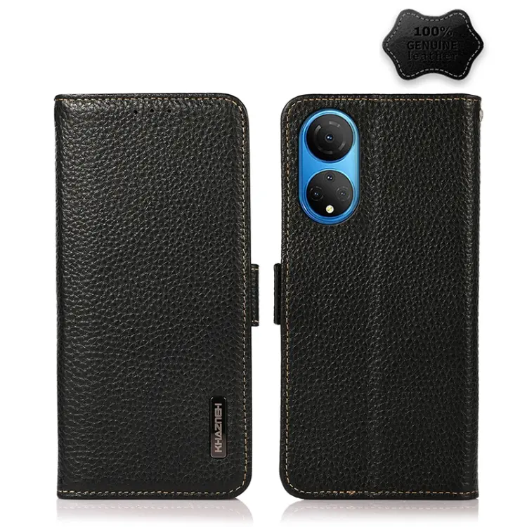 Custodia RFID in vera pelle Litchi magnetica per Honor X7, X30i e Magic 4