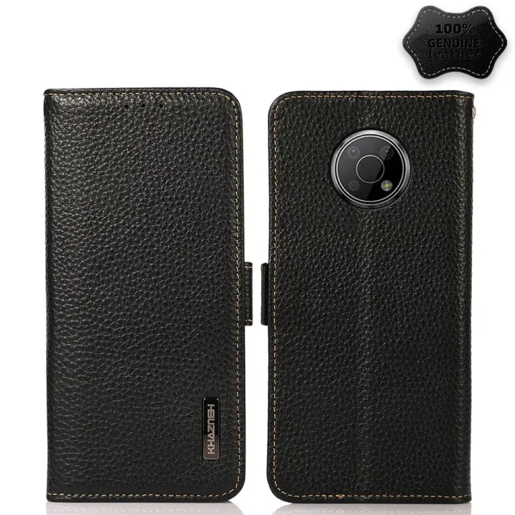 Custodia RFID in vera pelle Litchi magnetica per Nokia G300, X10 / X20 e XR20