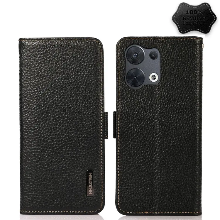 Custodia RFID in vera pelle Litchi magnetica per OPPO Reno8 5G, OPPO Reno8 Pro