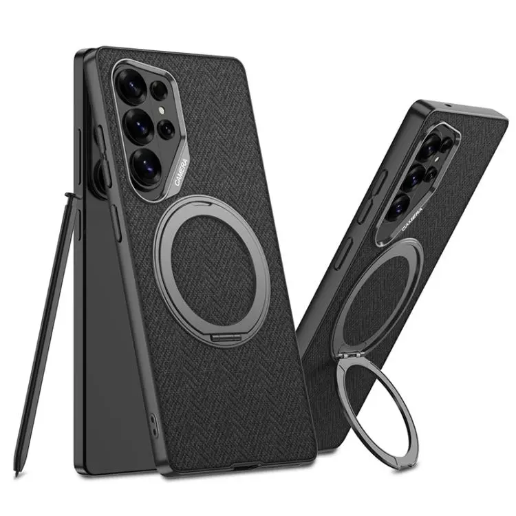 Custodia similpelle metallizzata con supporto magnetico per Samsung Galaxy S26