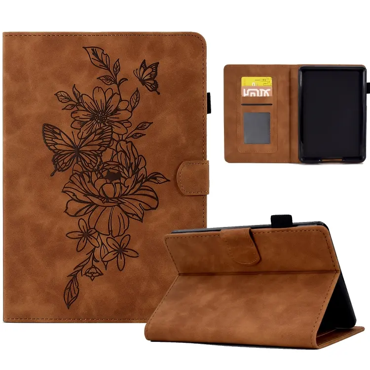 Custodia Smart Tablet in pelle goffrata farfalla peonia, For Amazon Kindle Paperwhite 5
