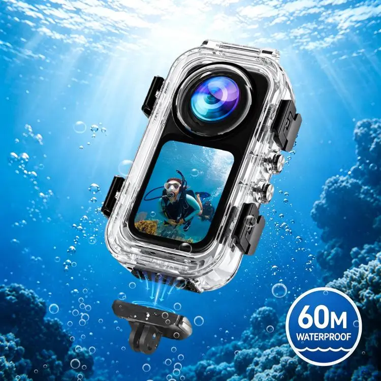 Custodia subacquea impermeabile magnetica per Insta360 X6 fino a 60m