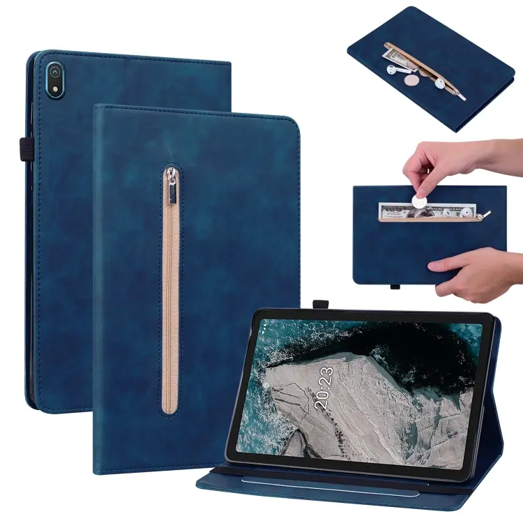 Custodia tablet in pelle con cerniera per Nokia T20 10.4 2021