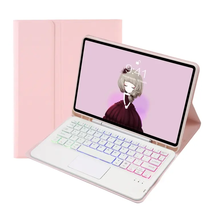 Custodia tablet in pelle con tastiera Bluetooth retroilluminata per Samsung