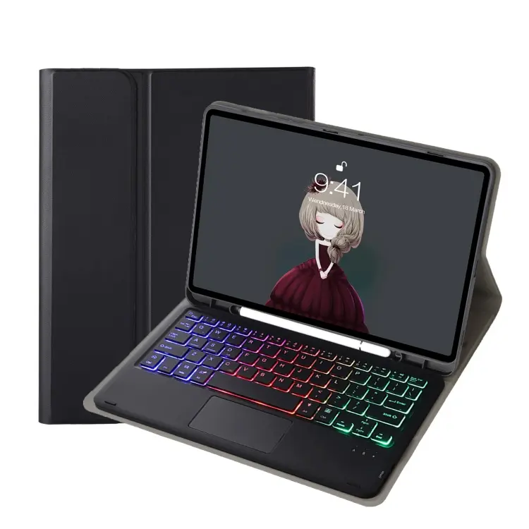 Custodia tablet in pelle con tastiera Bluetooth retroilluminata per Samsung