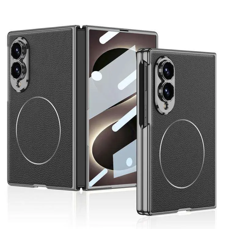 Custodia telefono con anello magnetico in nichel e pelle per Galaxy Z Fold8 5G
