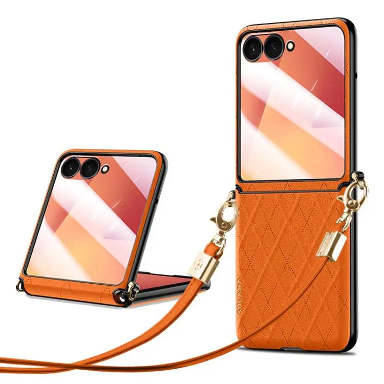 Custodia telefono pieghevole con texture romboidale per Galaxy Z Flip8 5G
