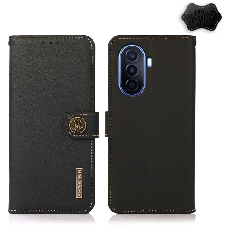 Custodia telefono RFID in vera pelle per Huawei nova Y70 Plus