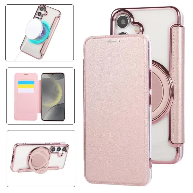 Custodia ultra sottile in ecopelle con supporto girevole per Samsung Galaxy S25