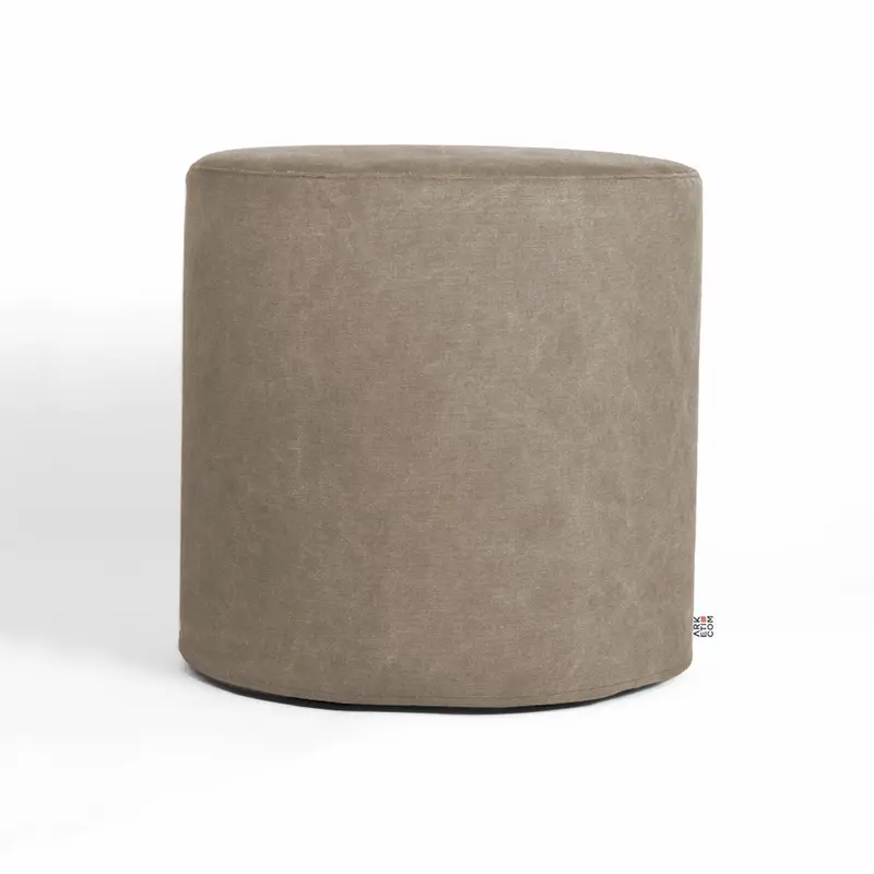 CYLINDER 42, Pouf Poggiapiedi Rotondo in Cotone con Piedini 42 x h42