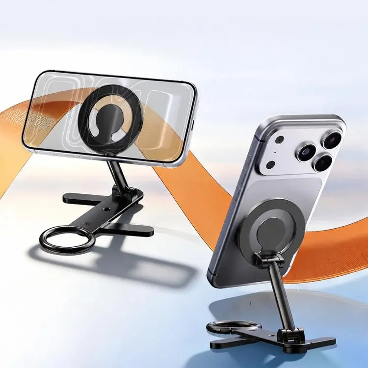 D73-1 Supporto magnetico per telefono pieghevole a doppia faccia, girevole a 360 gradi, per un utilizzo in qualsiasi situazione