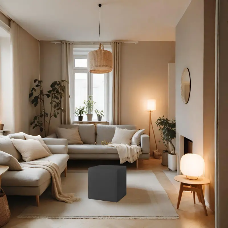 DADO ECO 42, Pouf in Ecopelle Zip 42x42 h42