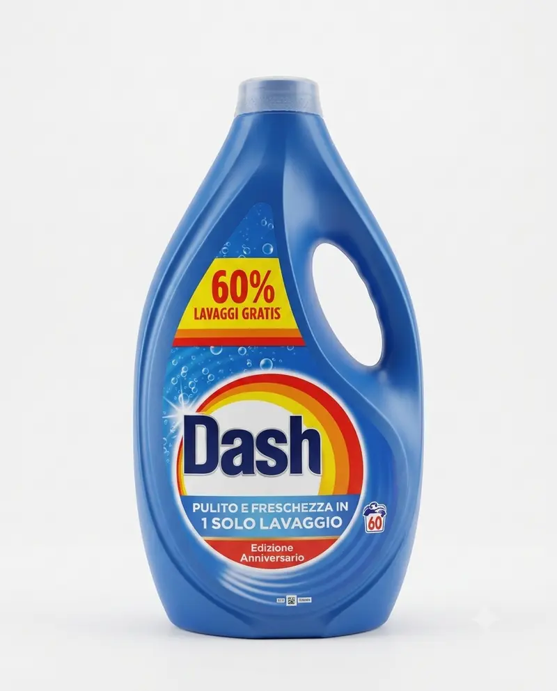 Dash Detersivo Lavatrice Liquido Edizione Anniversario 60 Lavaggi 2700 ml – Pulito Profondo e Freschezza in 1 Lavaggio