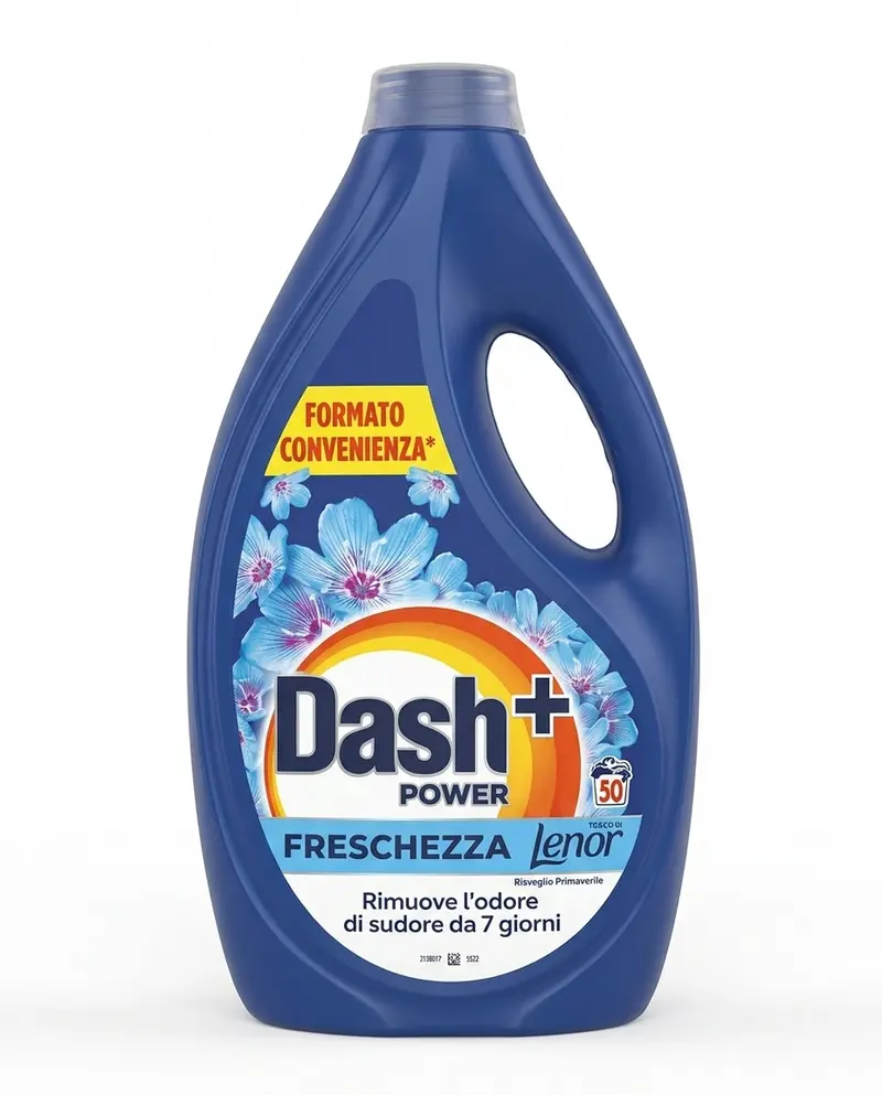 Dash Power Detersivo Liquido 50 Lavaggi (2,75 L) | Freschezza Lenor Risveglio Primaverile | Azione Smacchiante Profonda | Efficace a Basse Temperature