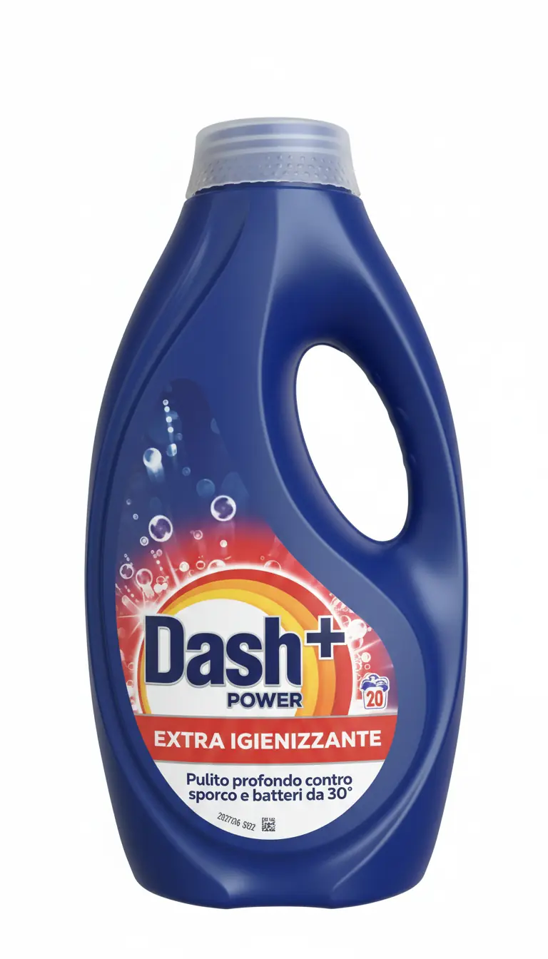 Dash + Power | Detersivo Liquido Extra Igienizzante | 900 ml | 20 Lavaggi | Azione Profonda contro Macchie e Batteri | Pulizia Impeccabile e Igiene Sicura | Efficace a Basse Temperature