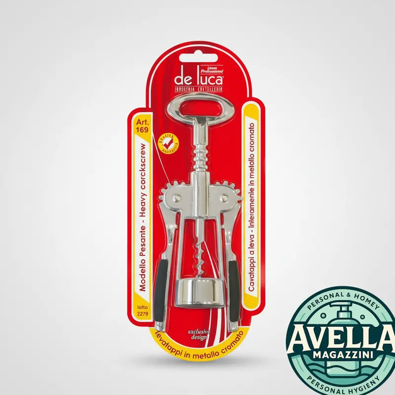 De Luca Cavatappi a Leva | Modello Pesante Professionale, Interamente in Metallo Cromato, Articolo 169