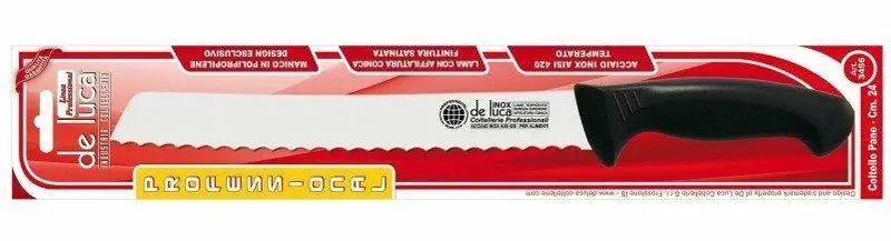 De Luca Coltello Pane Dentato INOX AISI 420 Temp. - Lama 24 cm - Art. 3456
