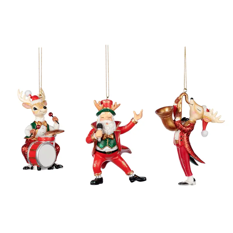 Decorazione Natalizia Babbo-Band Babbo Natale e Renne Musiciste – Goodwill, 11cm