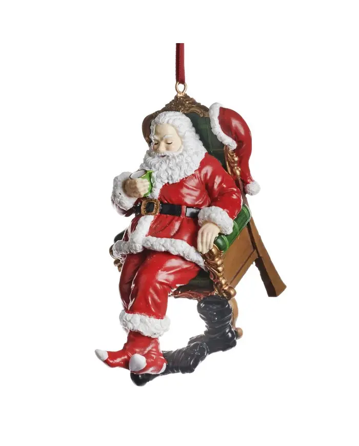 Decorazione Natalizia Babbo Natale Seduto in Poltrona con Tazza – Goodwill, 10,5cm