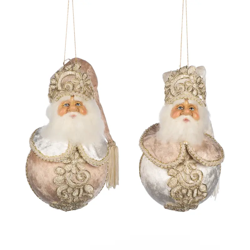 Decorazione Natalizia Babbo Natale Sferico Crema e Oro – Goodwill, 20cm