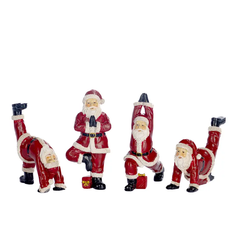 Decorazione Natalizia Babbo Natale Yoga in Resina Dipinta a Mano – Goodwill, 12,5cm