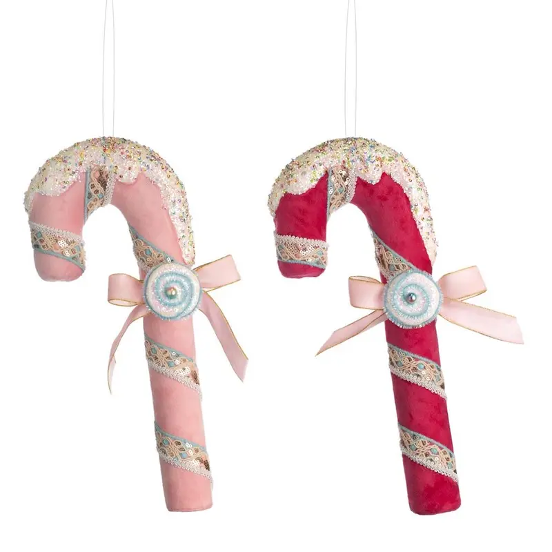 Decorazione Natalizia Candy Cane in Tessuto Glitter – Goodwill, 36cm