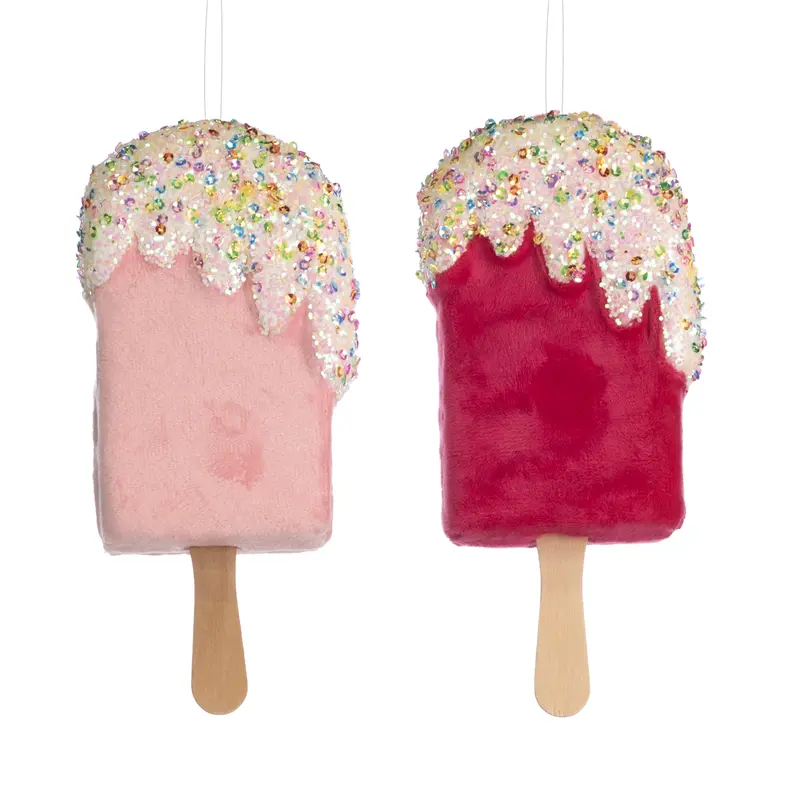 Decorazione Natalizia Gelato Popsicle in Tessuto Glitterato Rosa Christmas Collection – Goodwill, 18cm