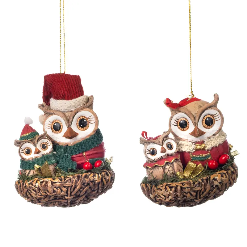 Decorazione Natalizia Gufetti nel Nido Collezione Into the Woods – Goodwill, 11,5cm