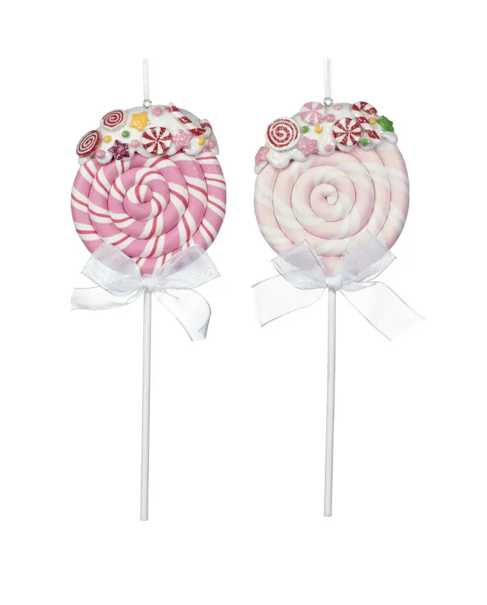Decorazione Natalizia Lollipop Spiral Swirl Rosa e Bianco in Argilla Christmas Collection – Goodwill, 20,5cm
