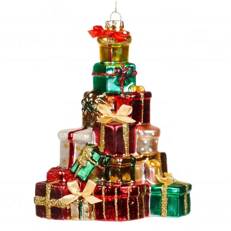 Decorazione Natalizia Pila di Regali in Vetro Soffiato – Goodwill, 16cm