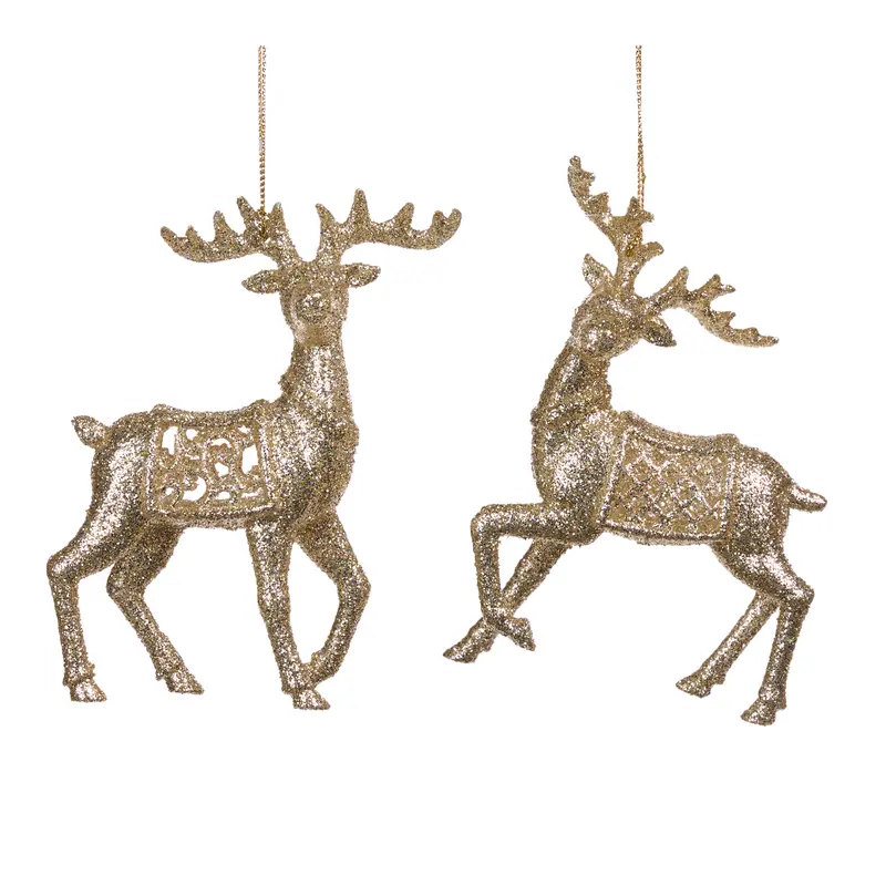 Decorazione Natalizia Renna Dorata con Sella Glitterata – Goodwill, 13cm
