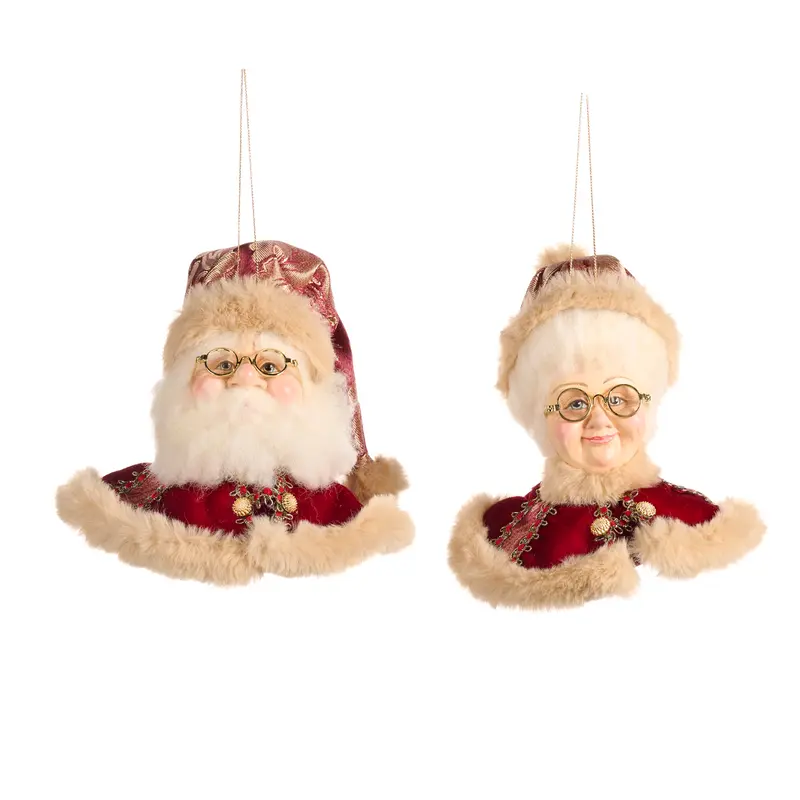 Decorazione Natalizia Testa di Babbo Natale e Mamma Natale North Pole – Goodwill, 18cm
