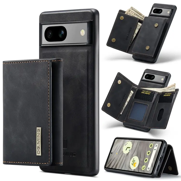 DG.MING M1 Series 3-Fold Multi Card Wallet + custodia magnetica per telefono, For Google Pixel 7a