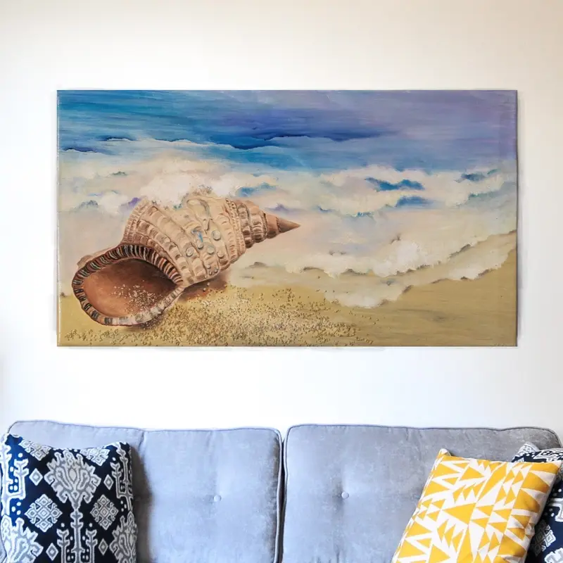 Dipinto Marino con Conchiglia, Quadro per Casa al Mare